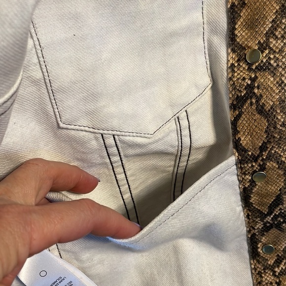 FRAME Le Vintage jacket coated python bomber / moto cotton stretch denim Small - Picture 13 of 17